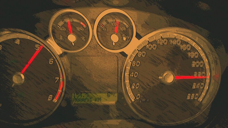 Car Dashboard Gauges — Brown, Dramatic