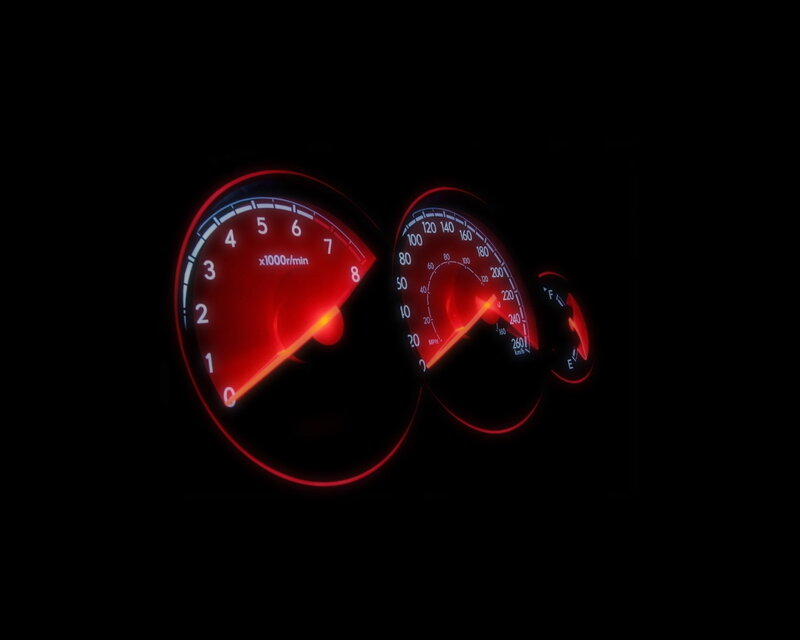Car Dashboard Gauges — Red, Dark, Night, Photograph, Speedometer, Tachometer