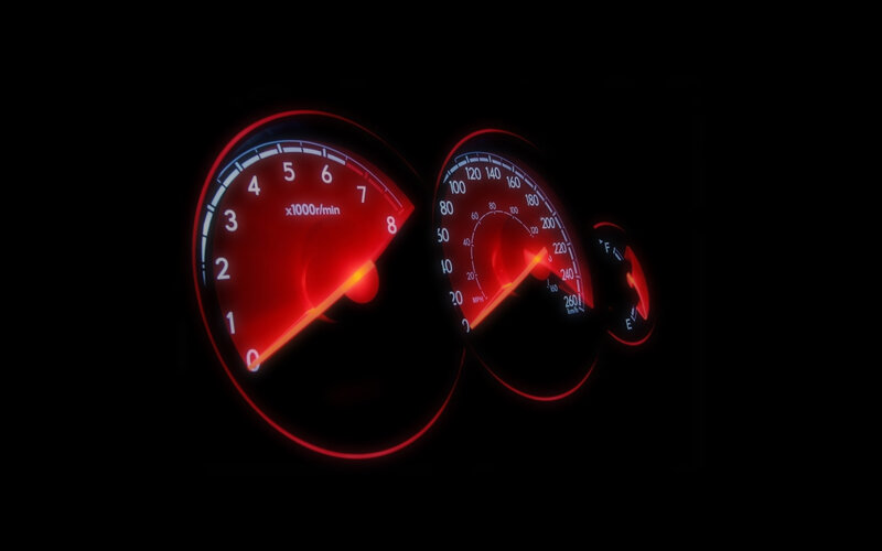 Car Dashboard Gauges — Red, Dark