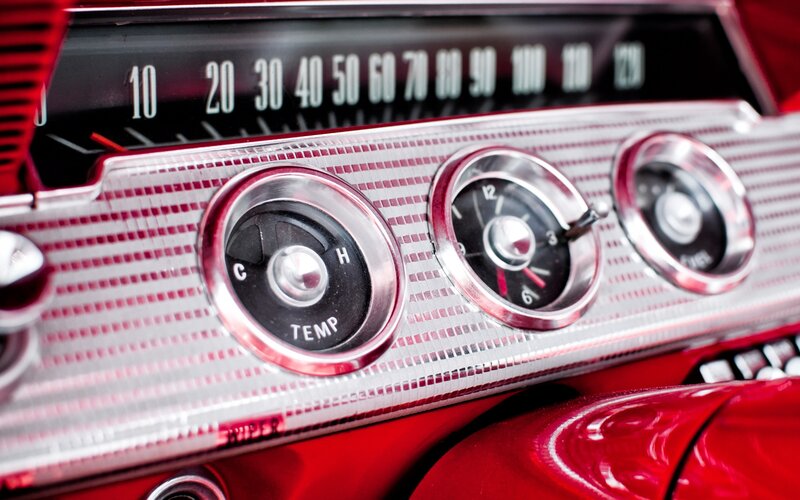 Car Dashboard Gauges — Red, Retro