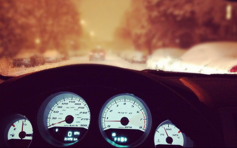 Car Dashboard in Snow