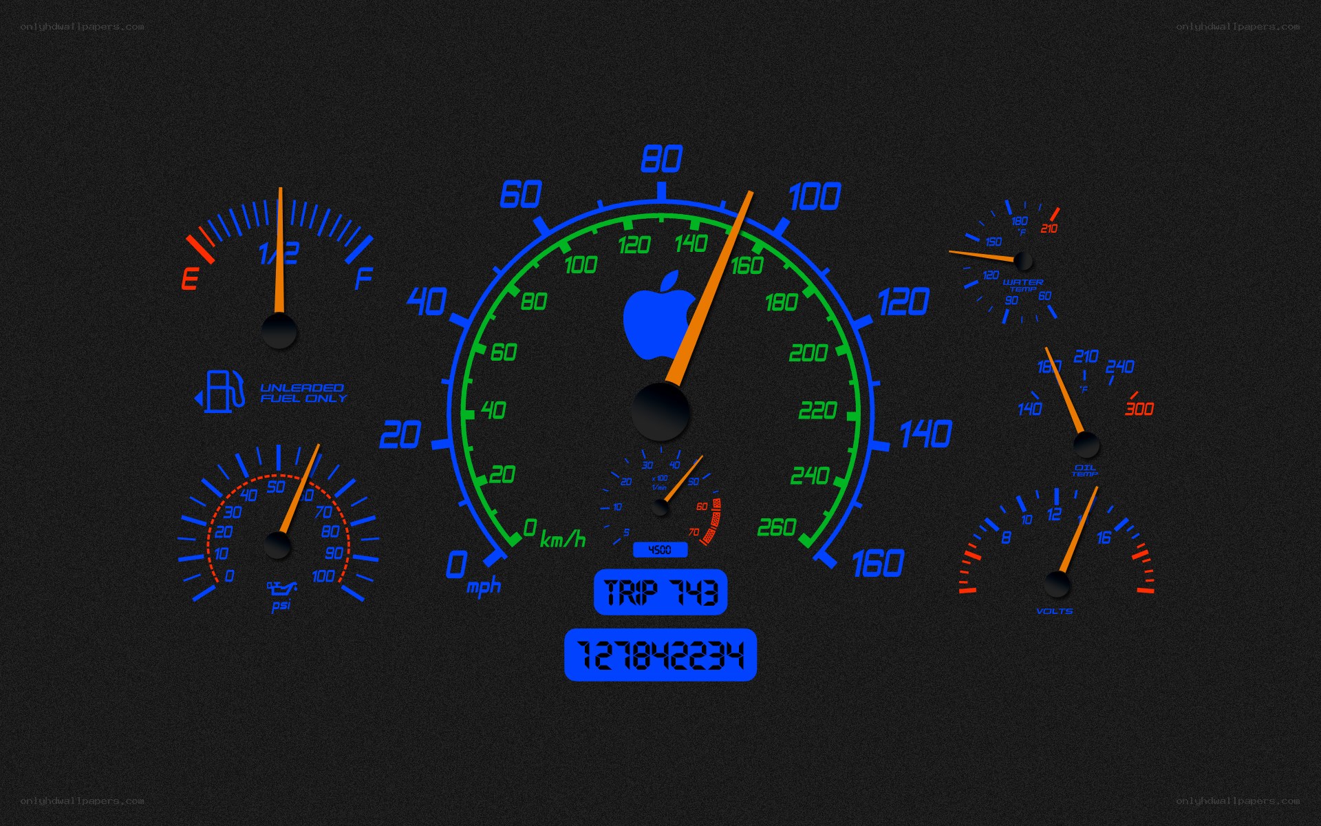 car dashboard with apple logo