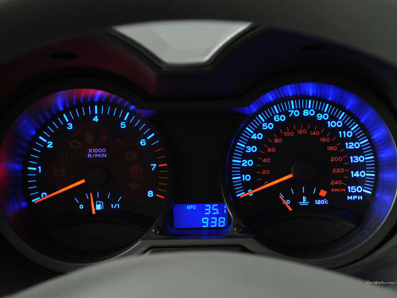 car dashboard with blue backlight