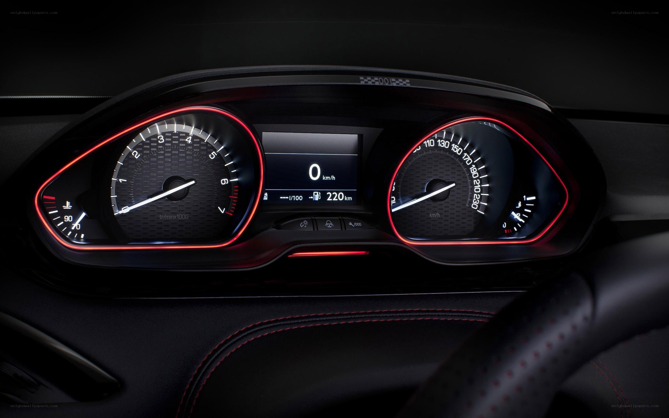 car dashboard with digital display
