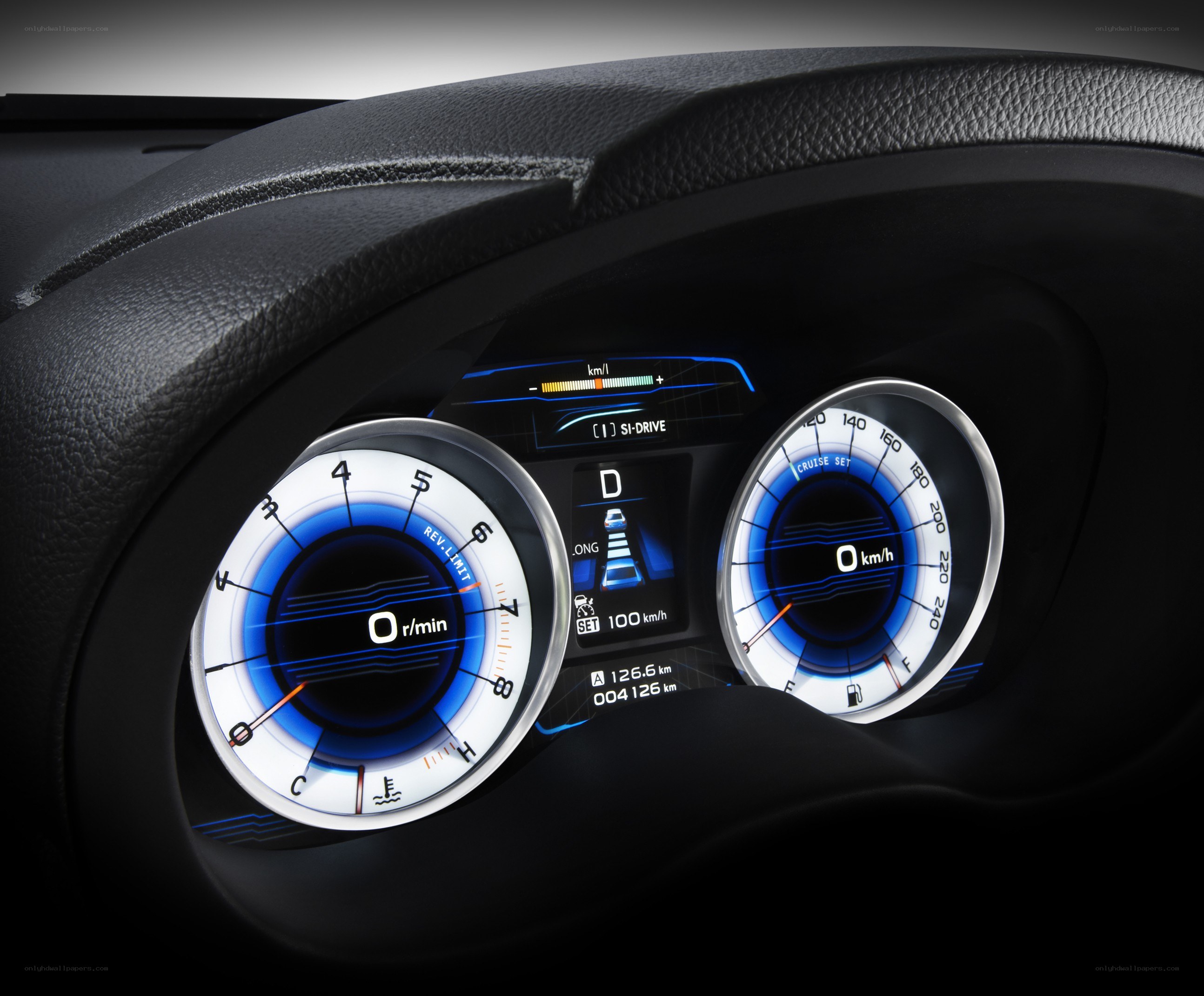 car dashboard with digital gauges