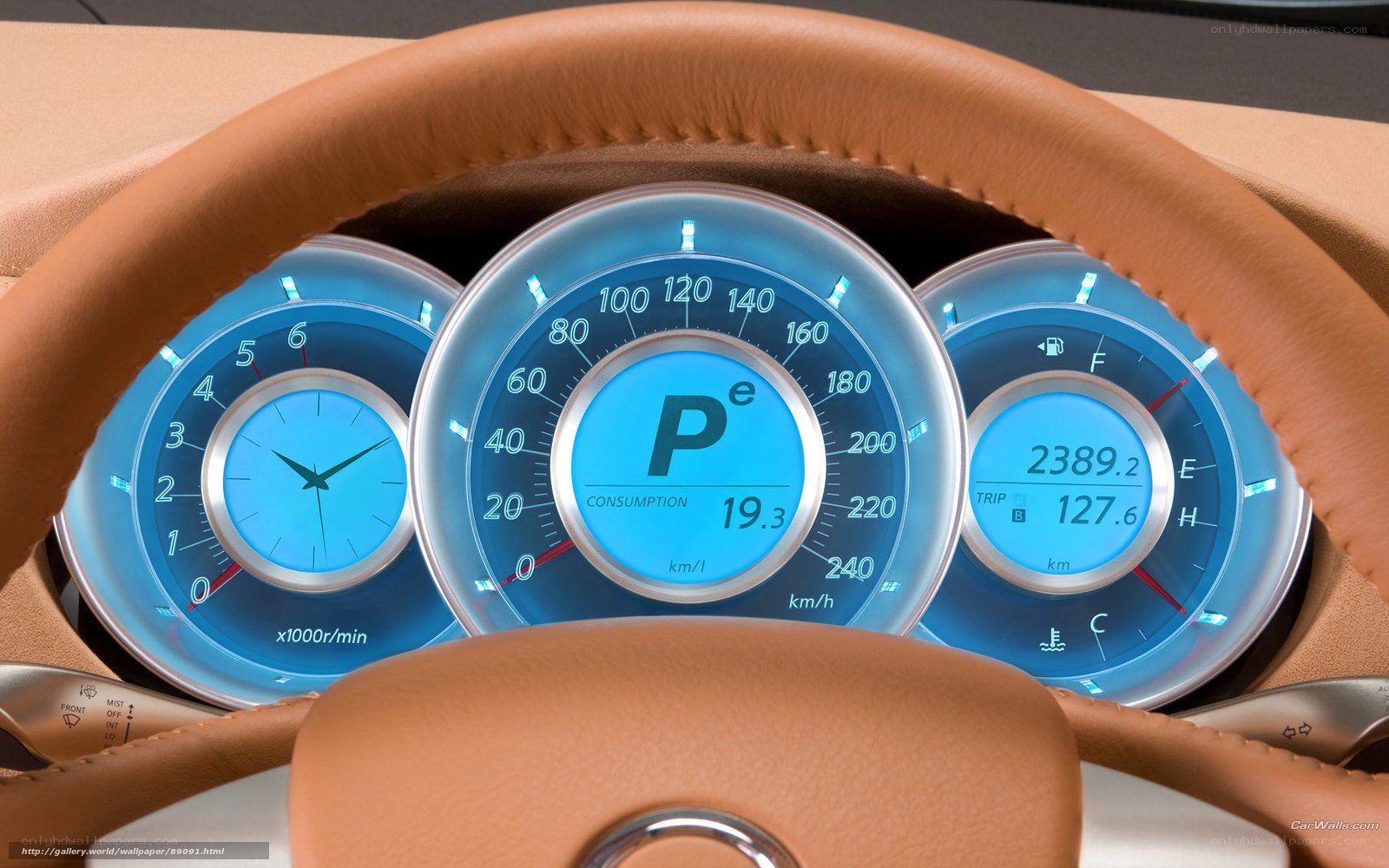 car dashboard with digital gauges