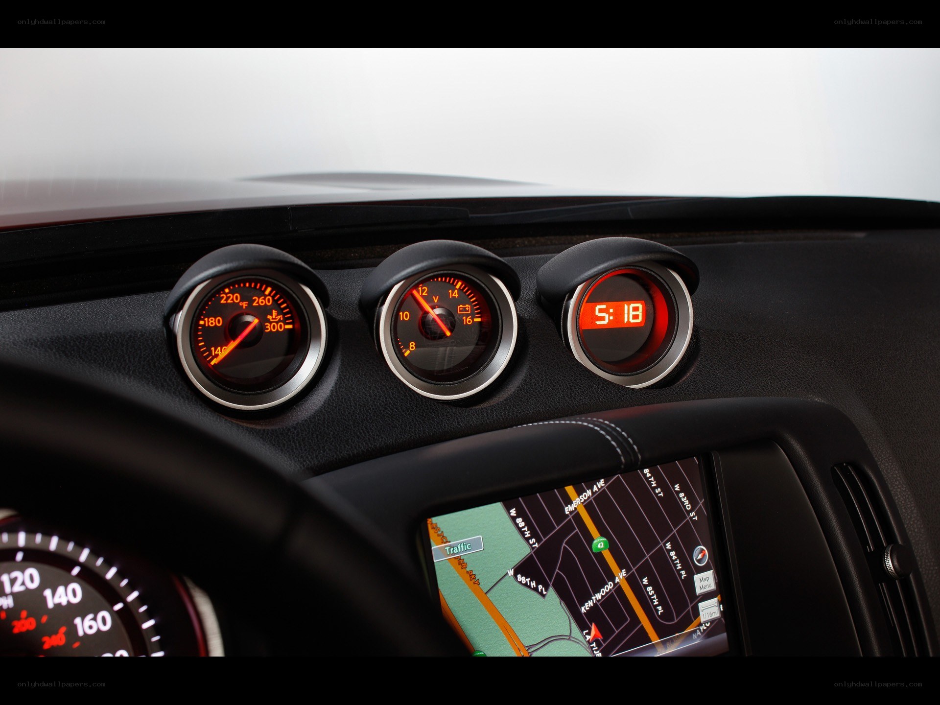 car dashboard with gauges