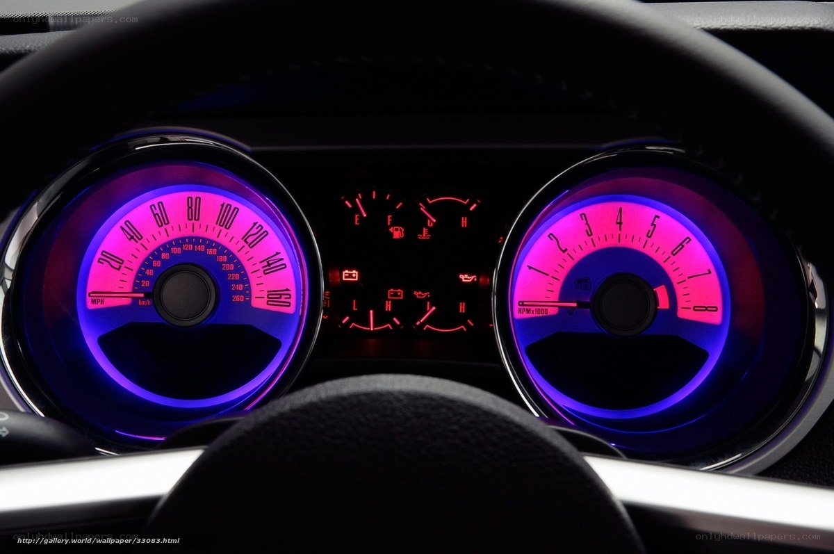 car dashboard with neon lights