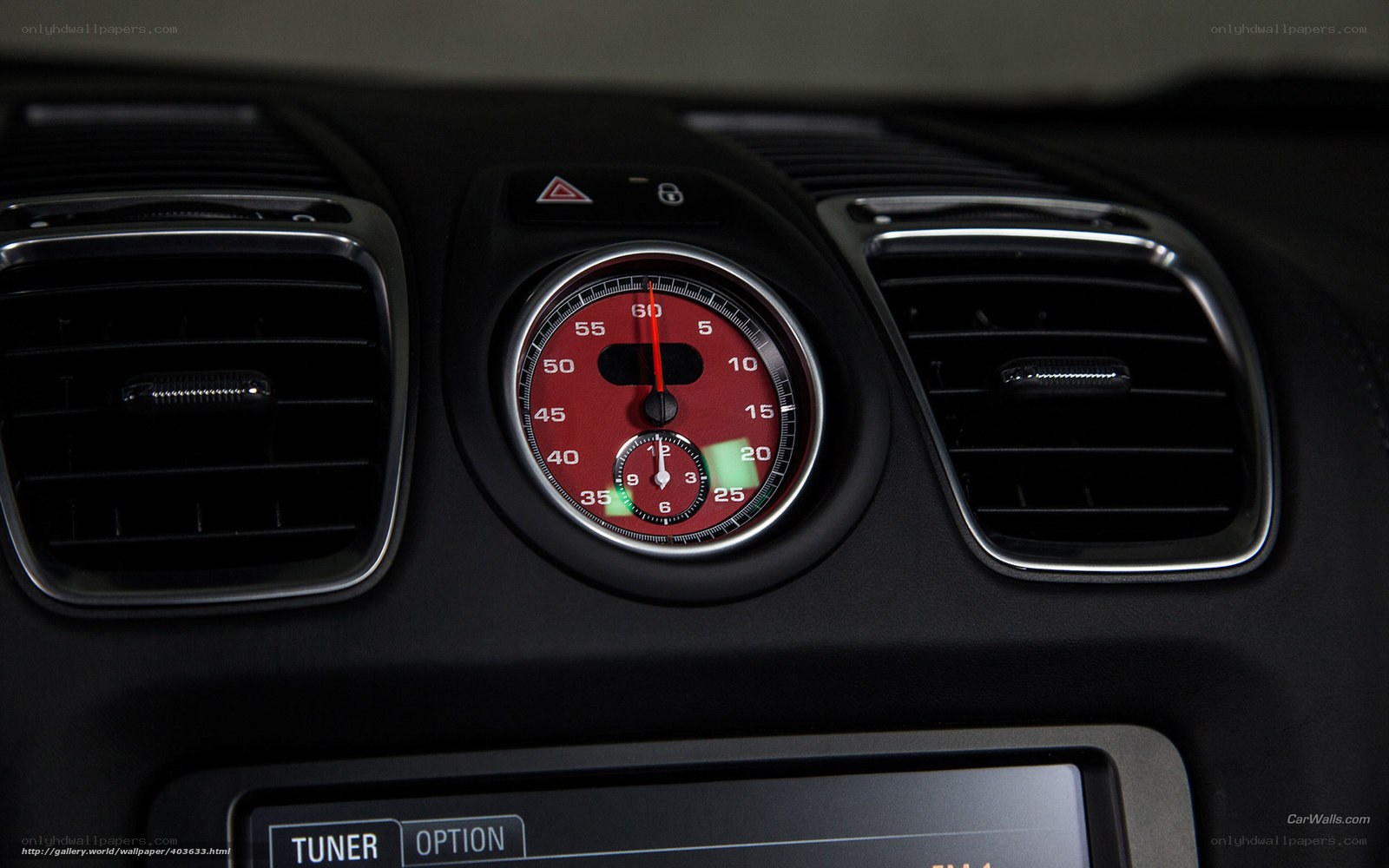 car dashboard with red gauge