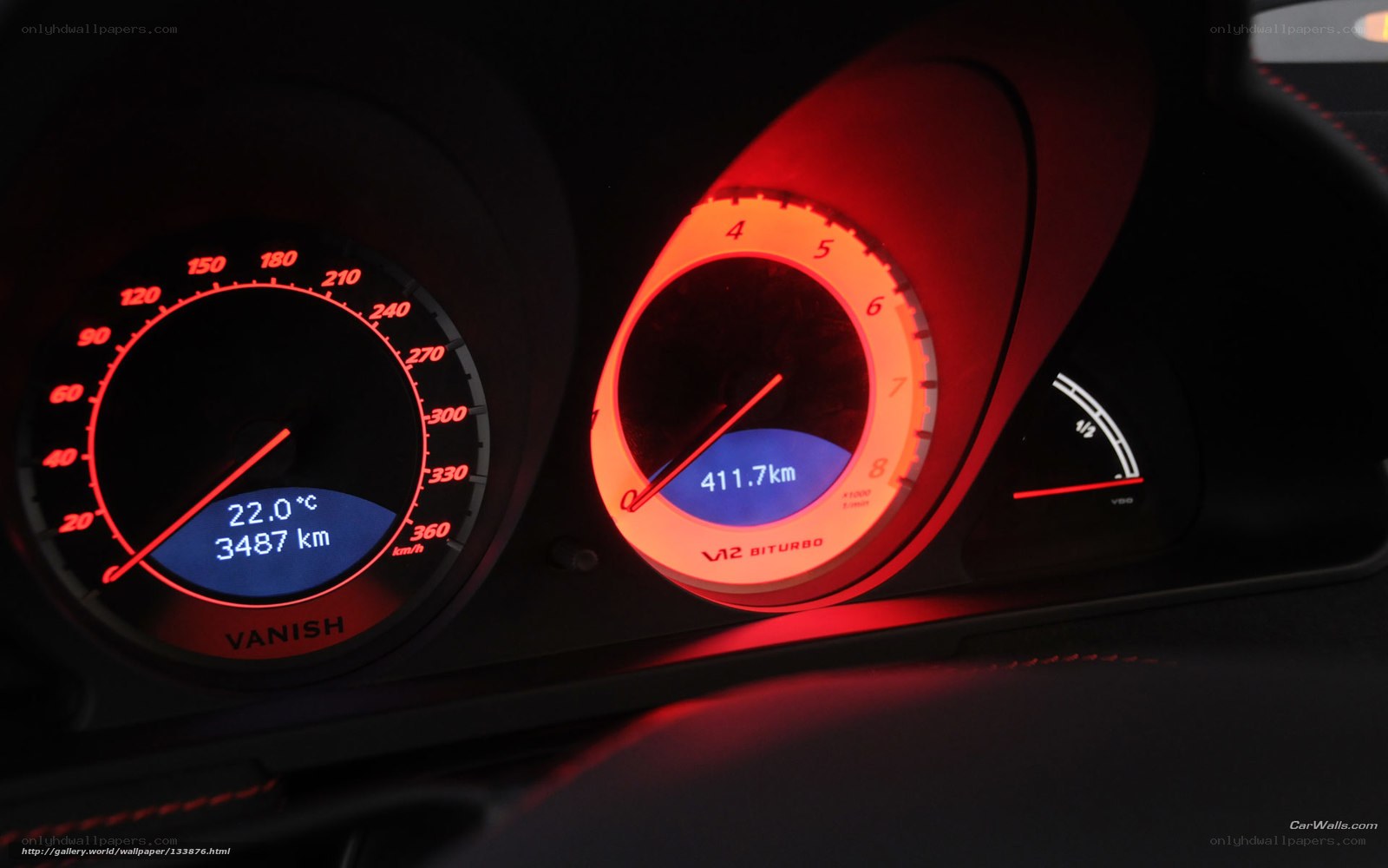 car dashboard with red lighting