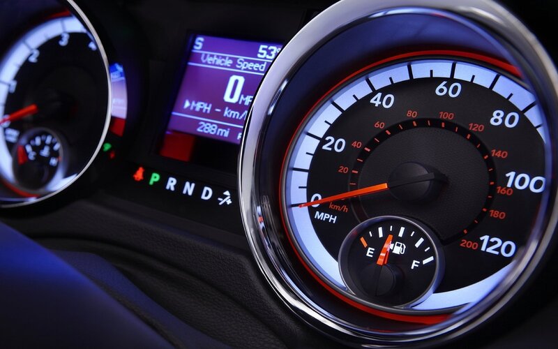 car dashboard with speedometer