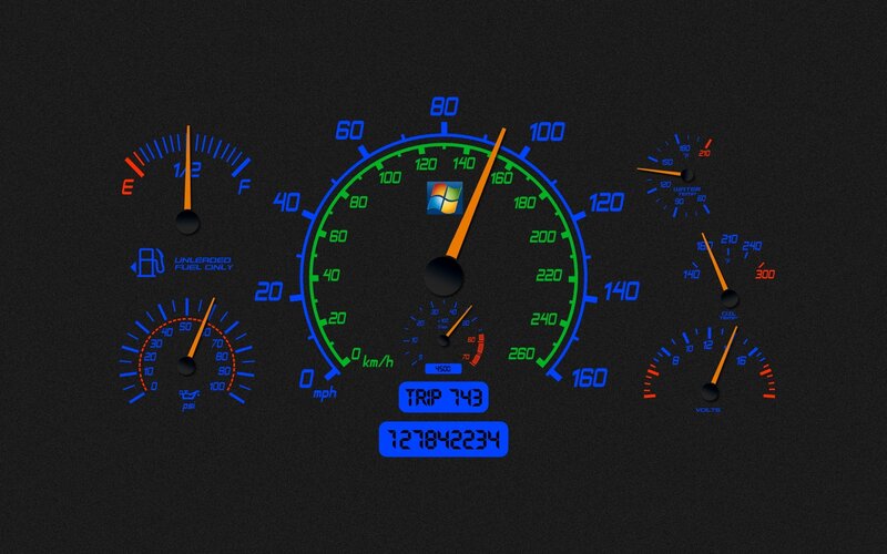 car dashboard with Windows logo