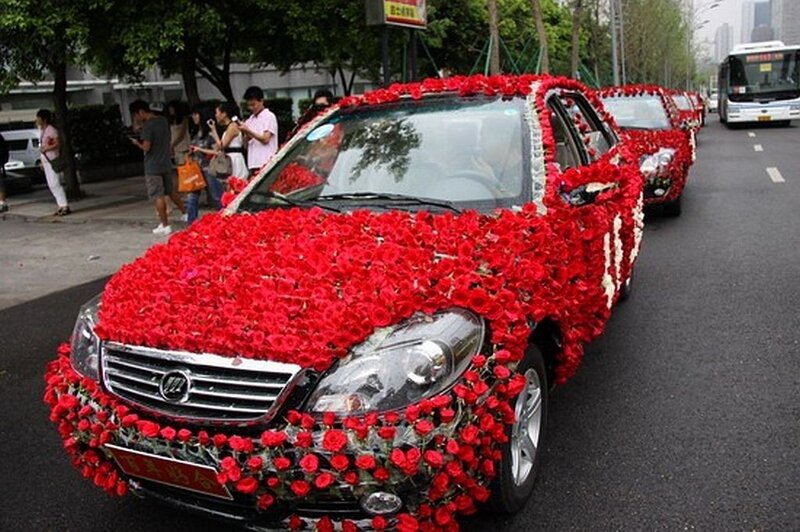 Car Decorated with Roses