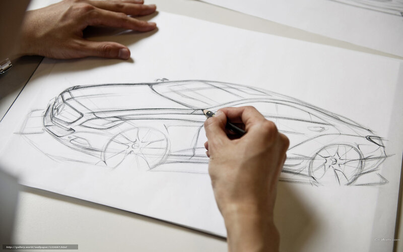 Car design sketch in progress