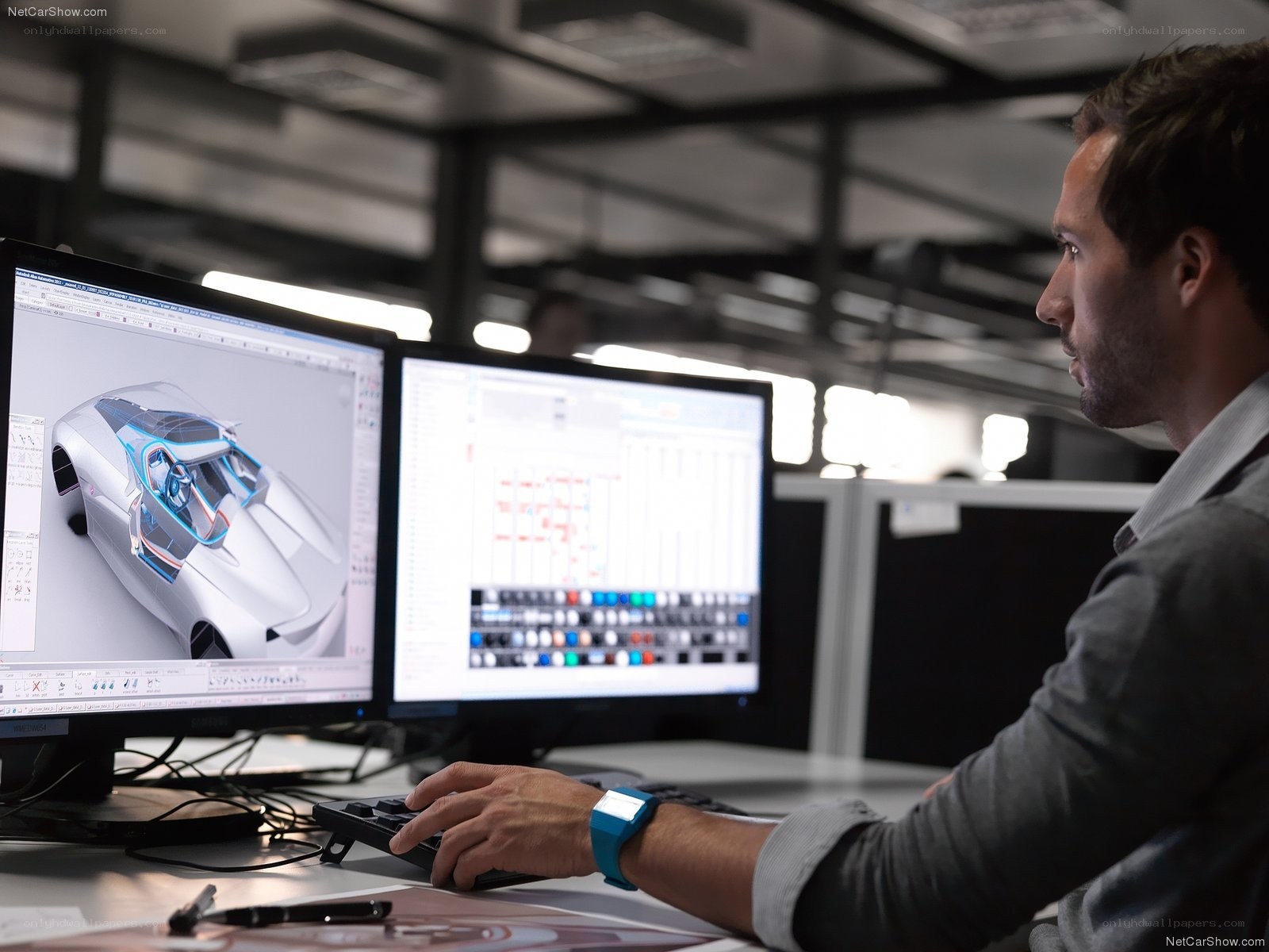 Car designer at workstation