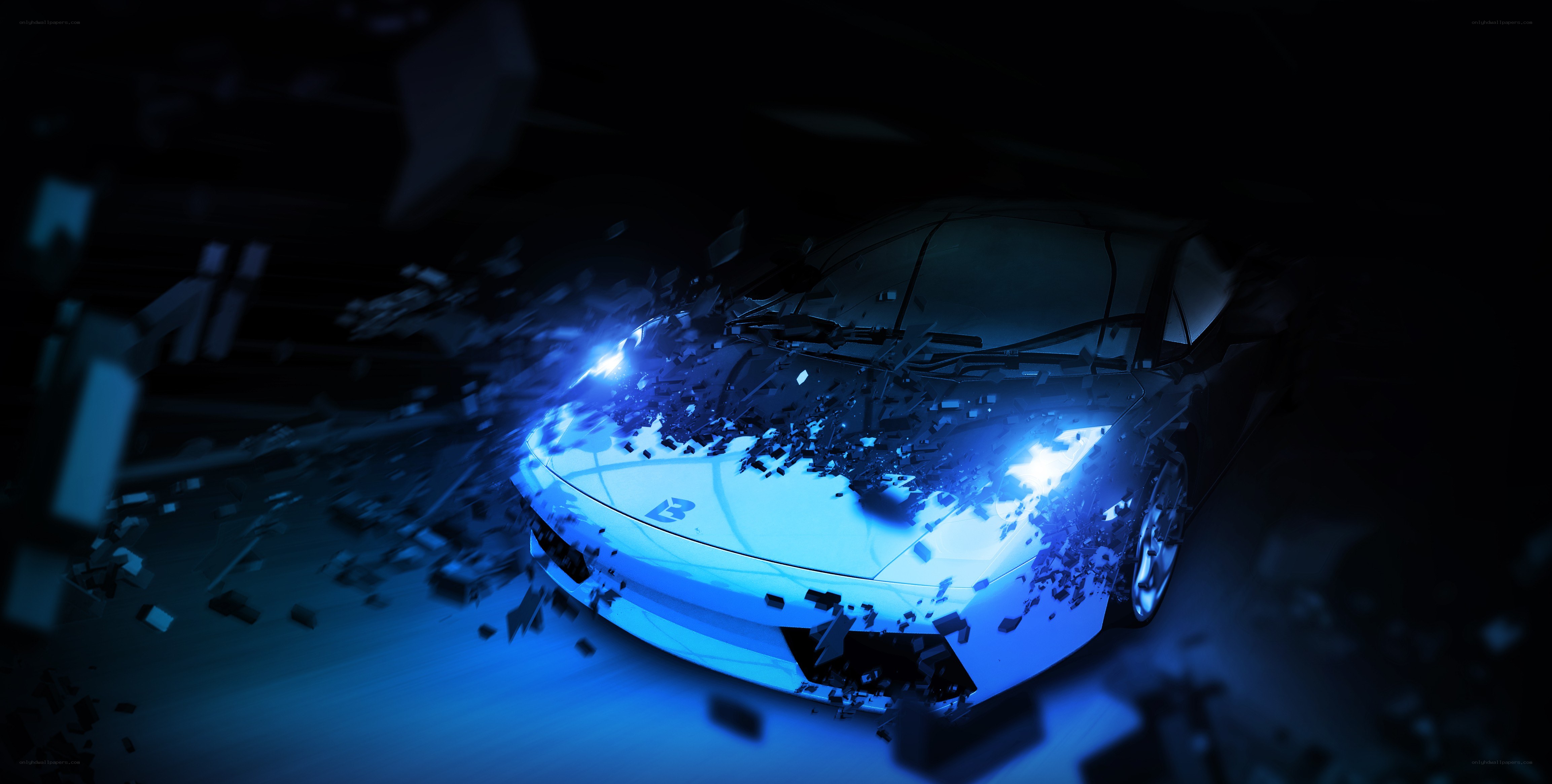 car destruction with blue light