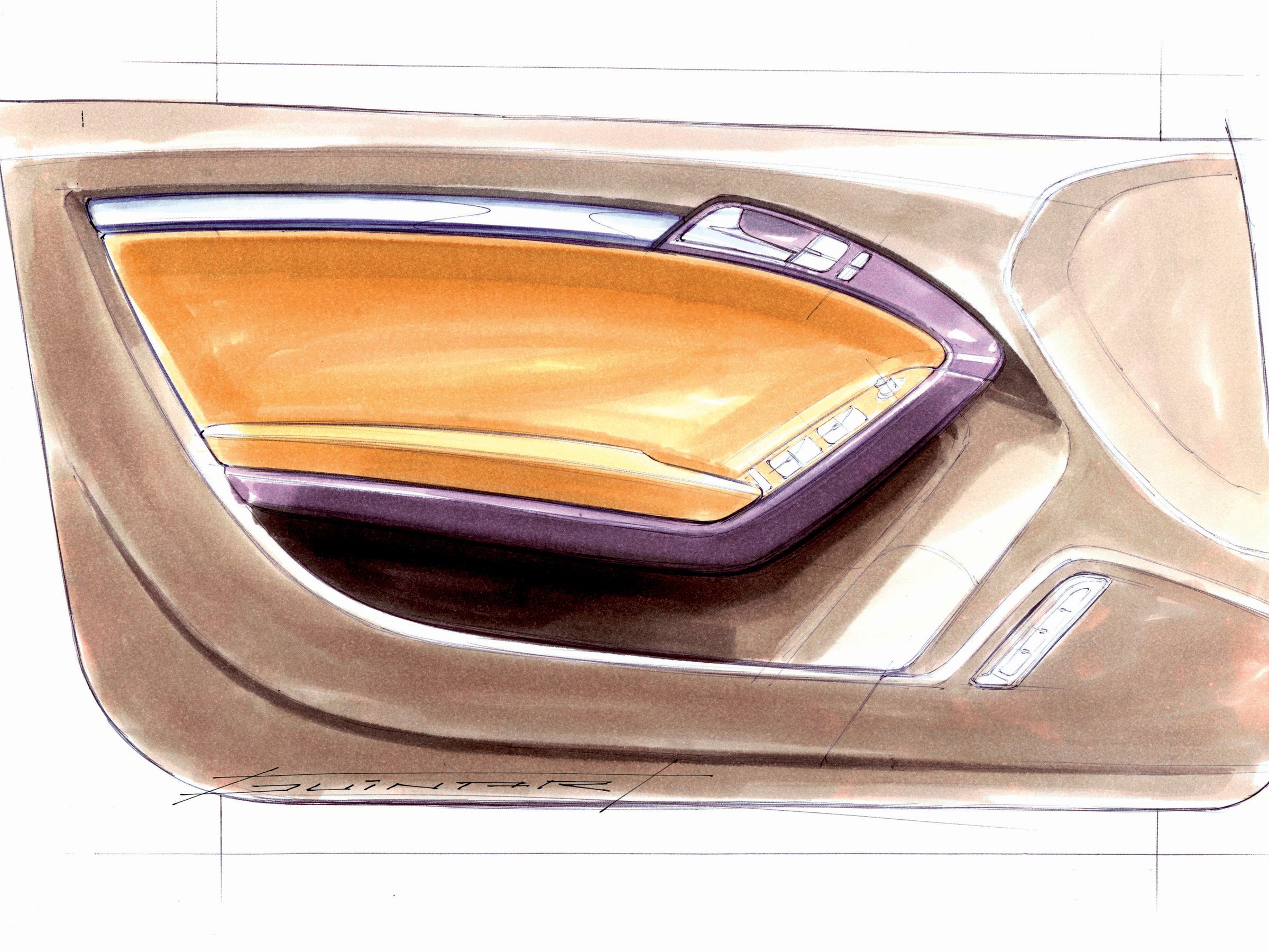 car door interior design sketch