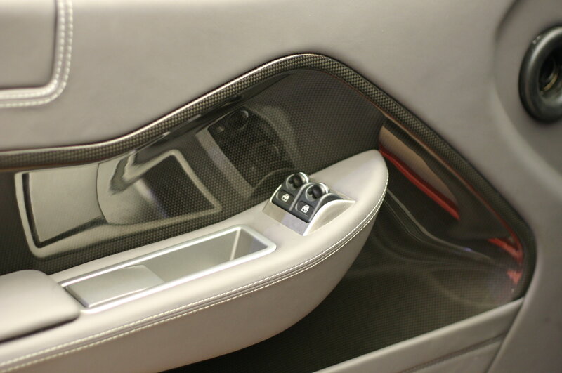 car door interior with carbon fiber