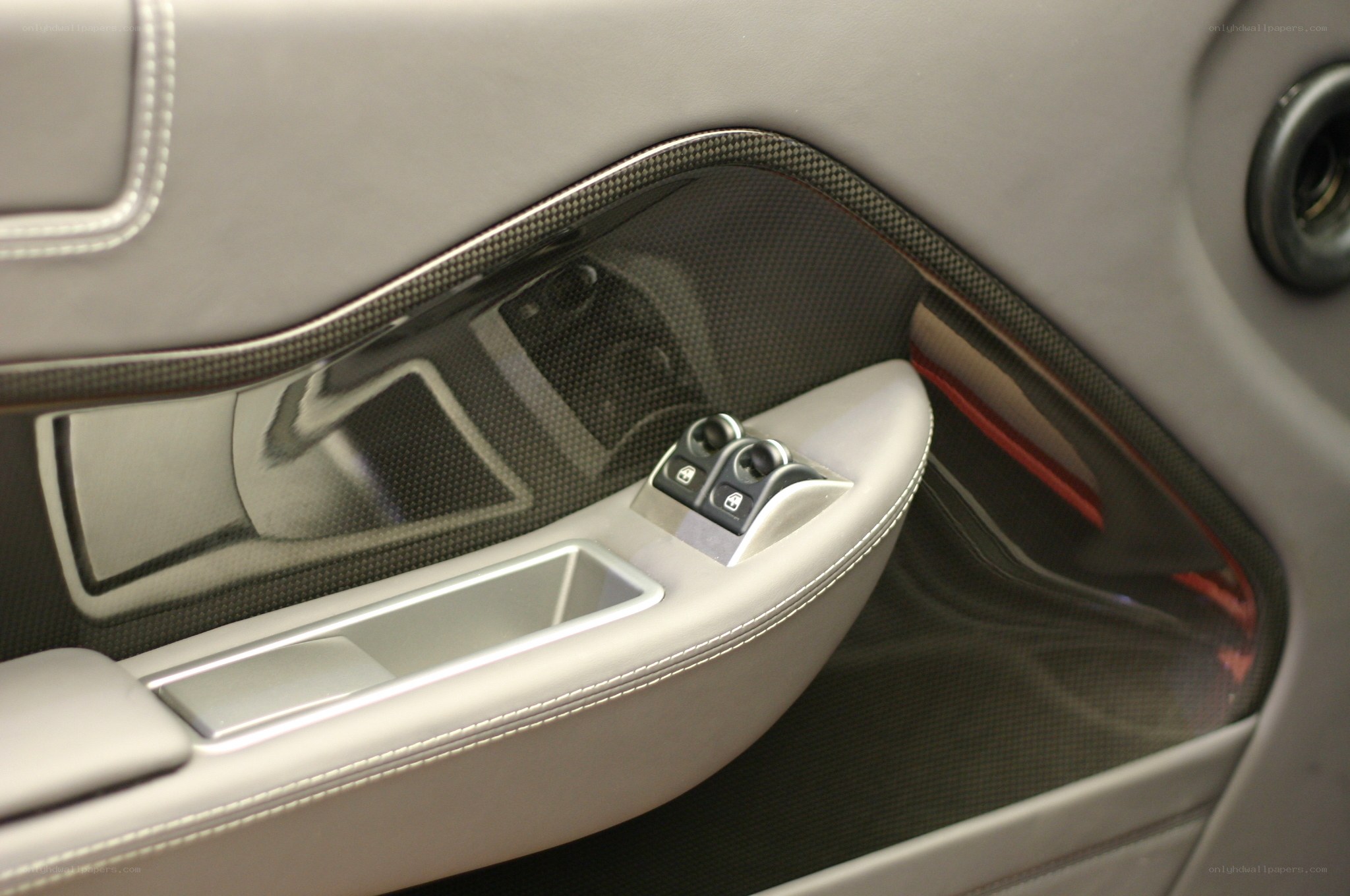 car door interior with carbon fiber