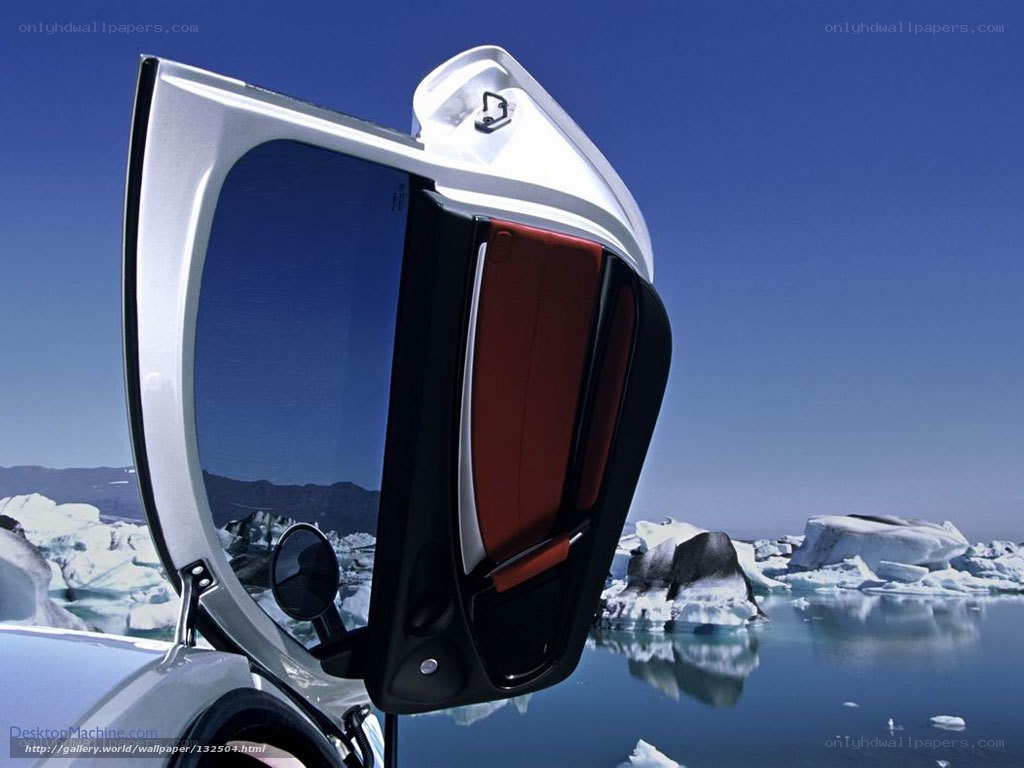 Car door open on ice floes