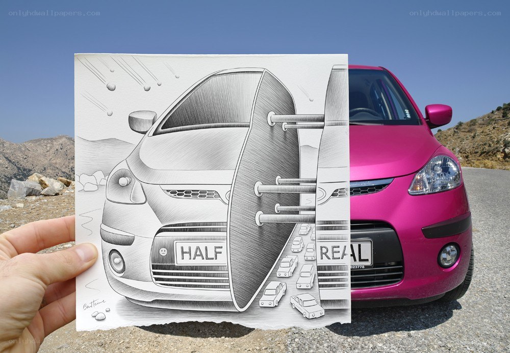 car drawing meets reality