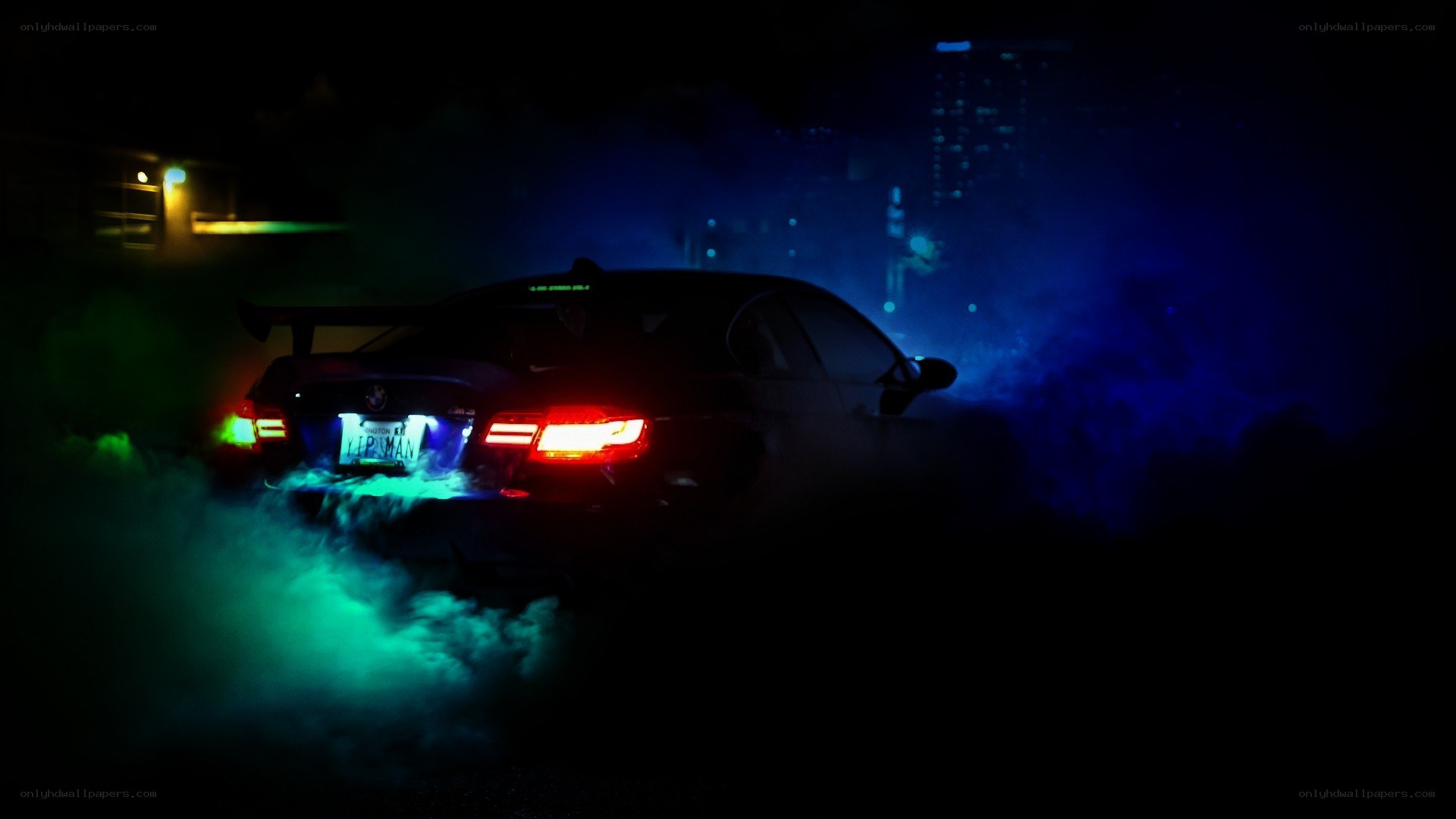 car drifting at night