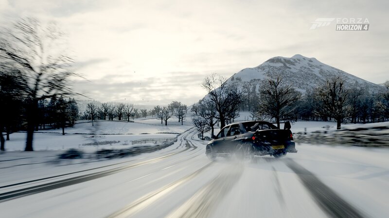 Car Drifting in Snow — White