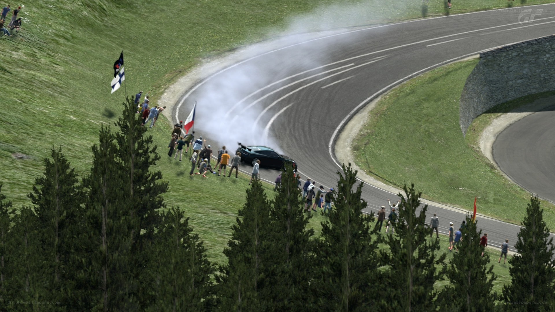 Car drifting on a racetrack