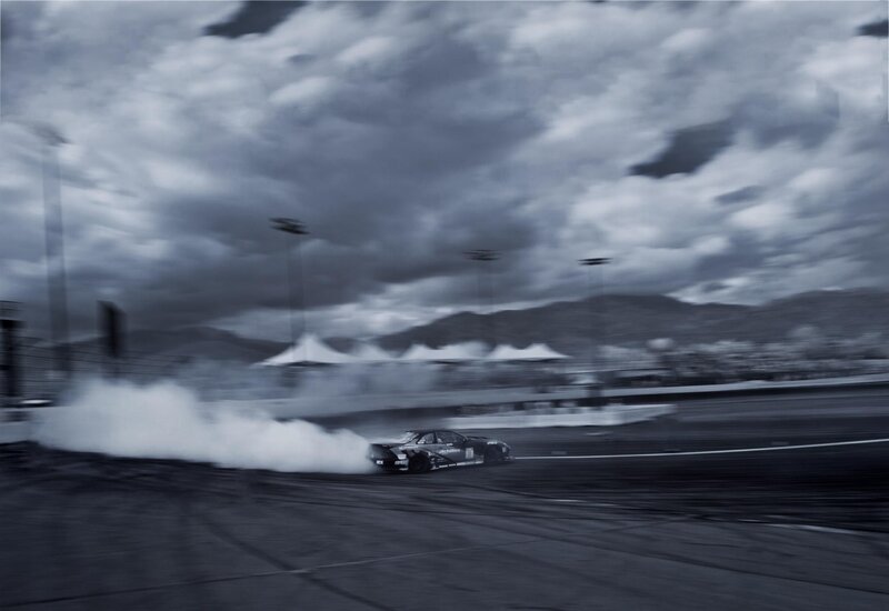 Car drifting on racetrack