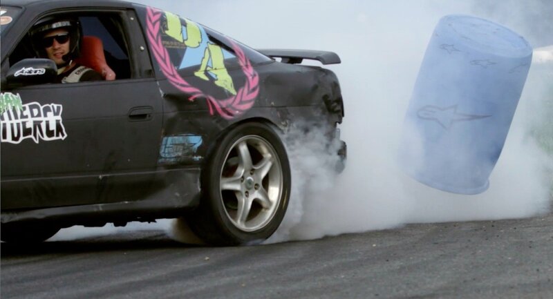 Car drifting with smoke