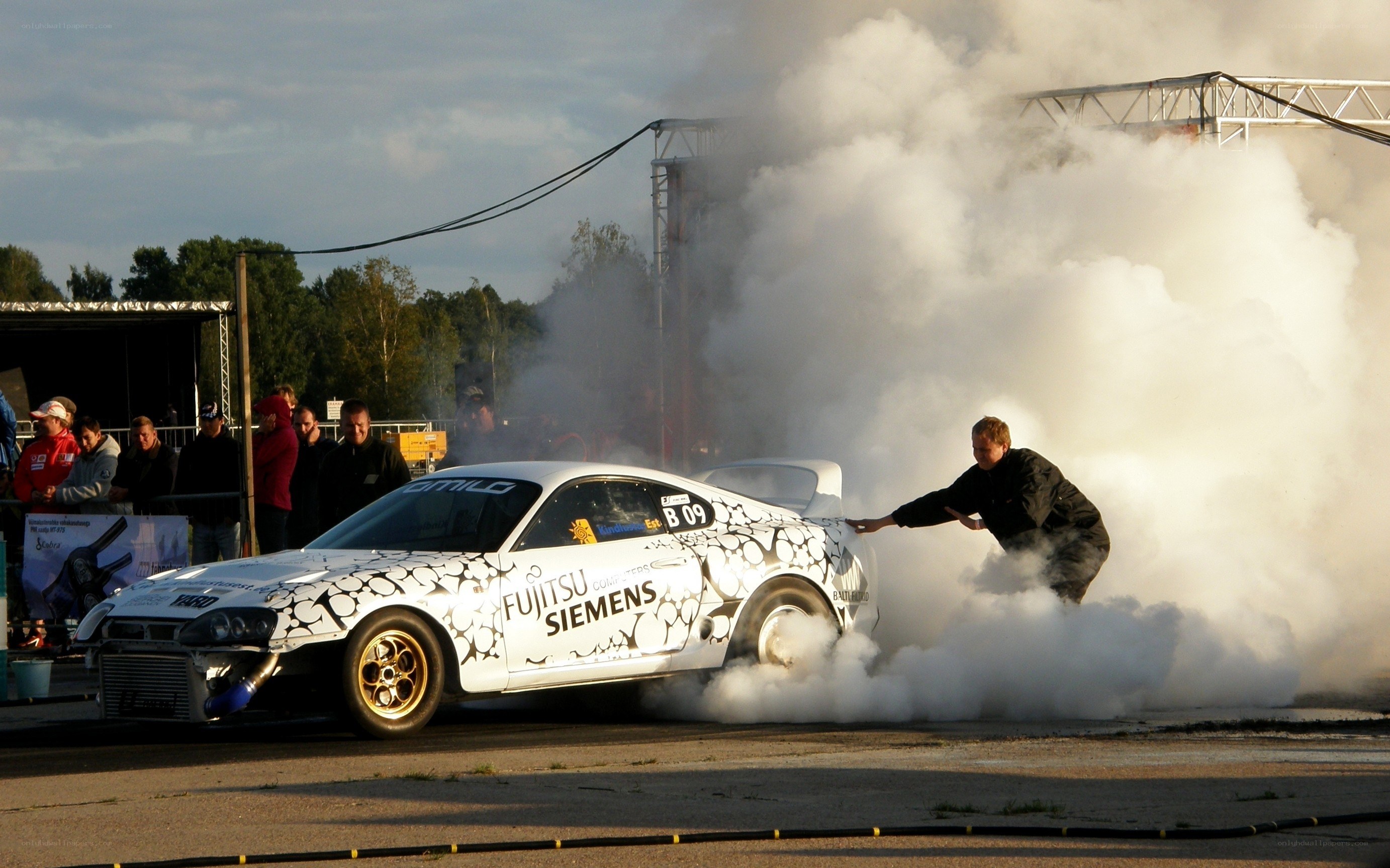 Car drifting with smoke