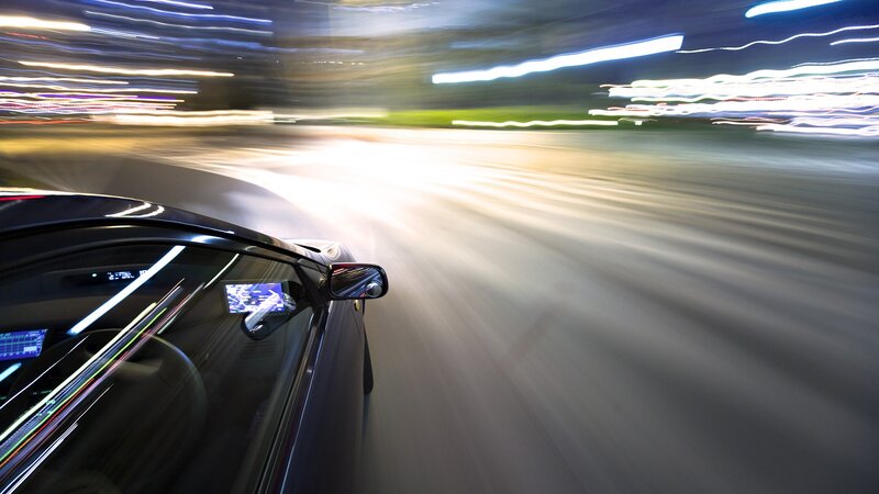 Car Driving at Night — Black, Dynamic, Photograph, Road