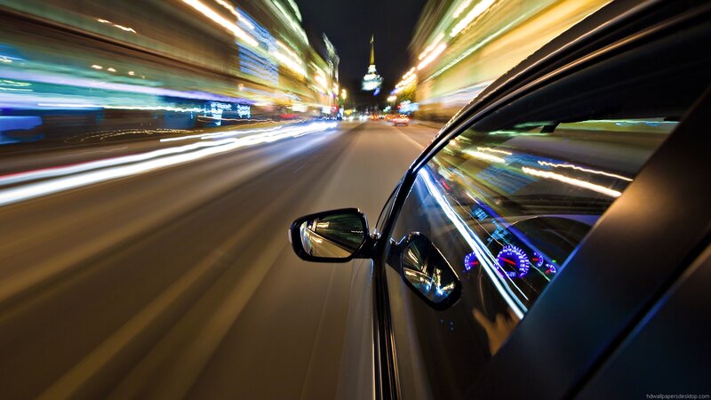Car Driving at Night — Black, Dynamic