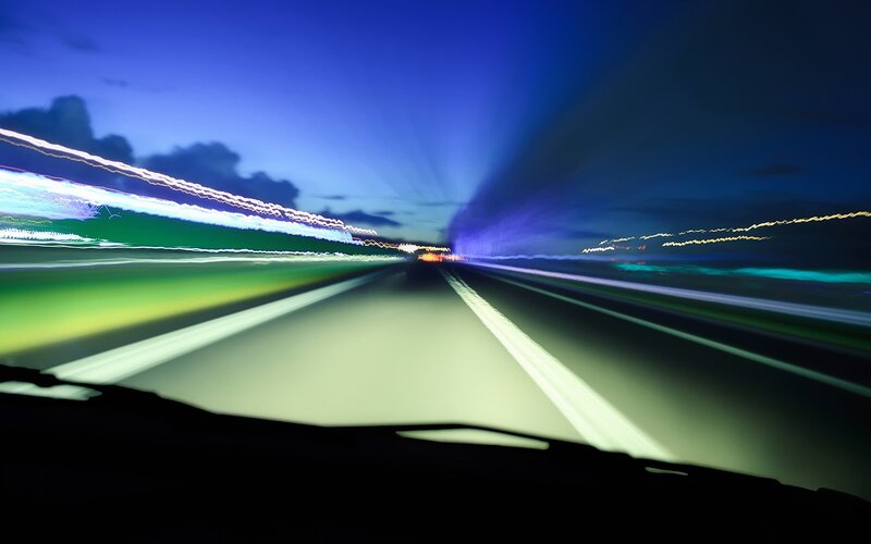 Car Driving at Night — Blue, Dynamic