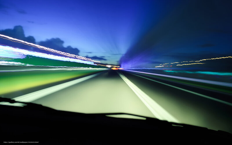 Car Driving at Night — Blue