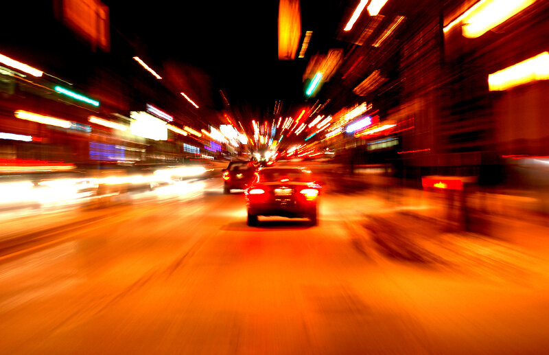 Car Driving at Night — Orange