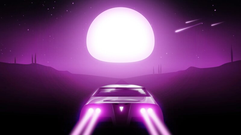 Car Driving at Night — Purple