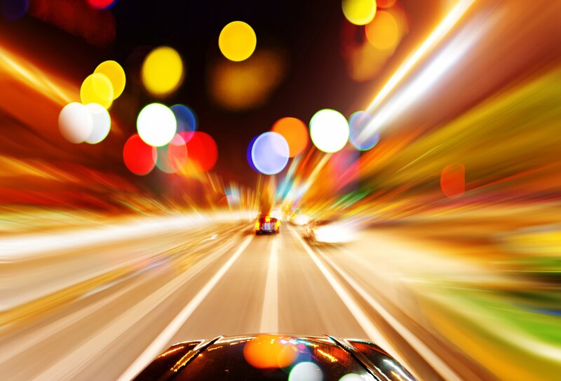 Car Driving at Night — Yellow