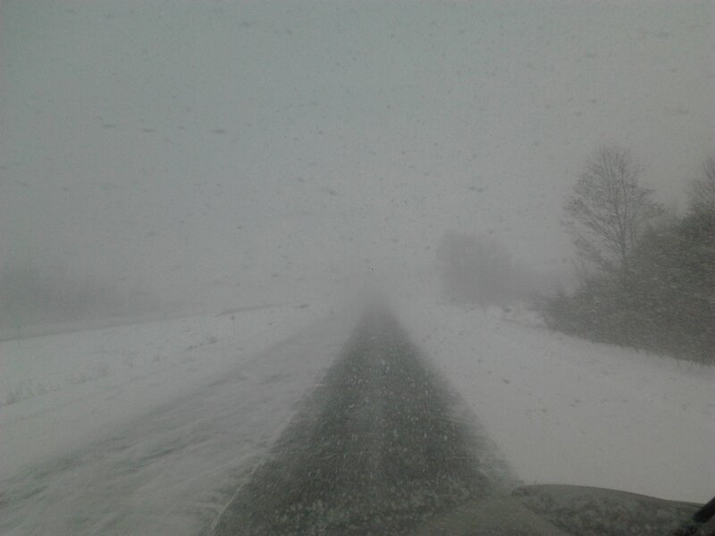 Car Driving in Snow — White