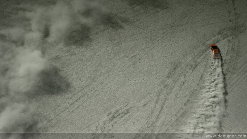 Car driving on cracked ground