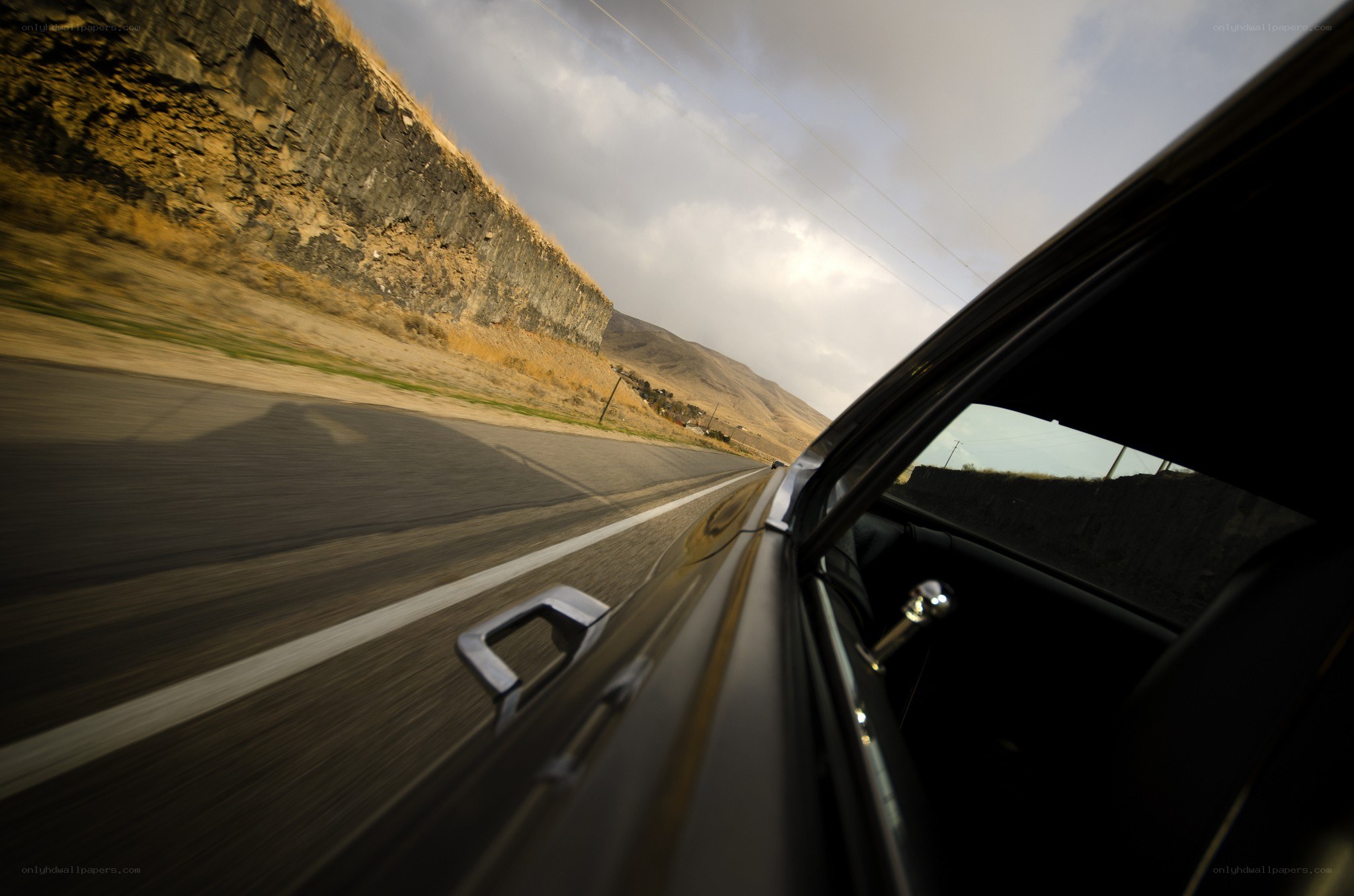car driving on winding road