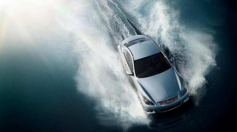car driving through water