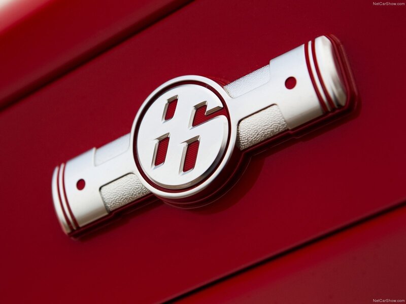 Car Emblem on Red Surface — Clean