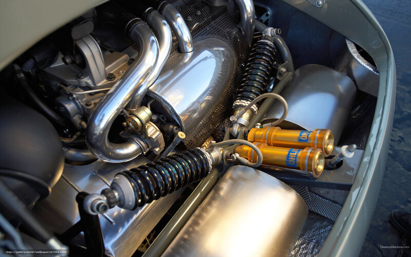 car engine and suspension components