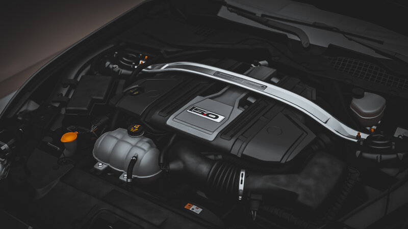 Car Engine Bay — Black, Dramatic, Photograph, Engine Cover