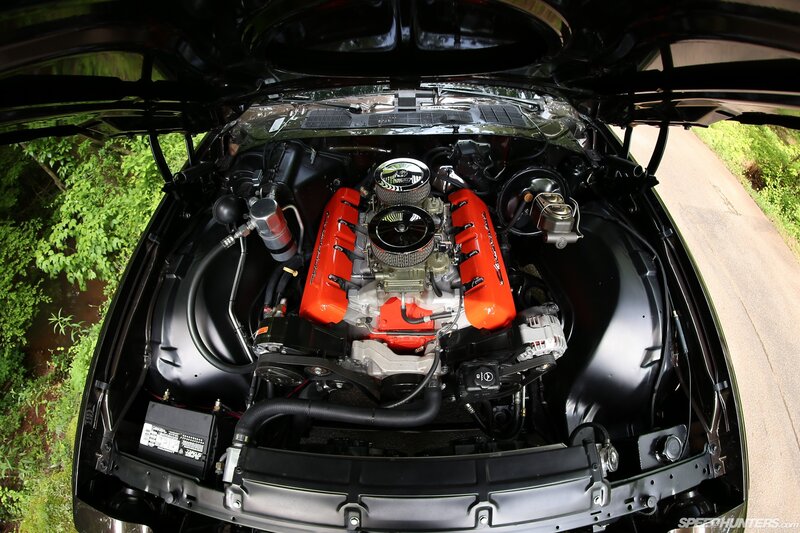Car Engine Bay — Black, Mechanical, Afternoon, Photograph, Hood