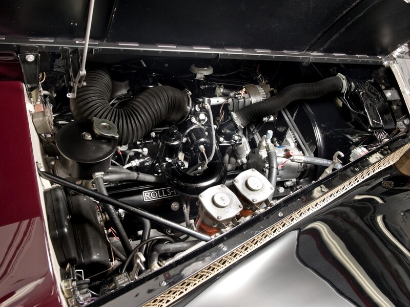 Car Engine Bay — Black, Mechanical, Photograph, Hoses, Battery, Maroon