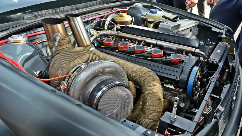Car Engine Bay — Black, Mechanical, Photograph, Turbocharger, Exhaust Pipes