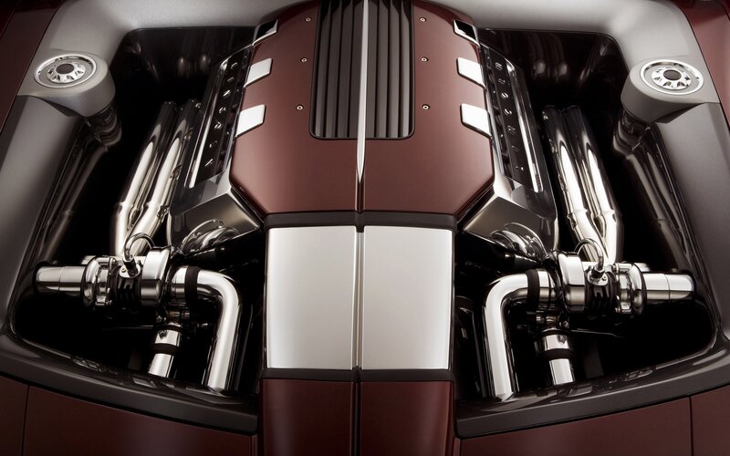 Car Engine Bay — Maroon, Dramatic