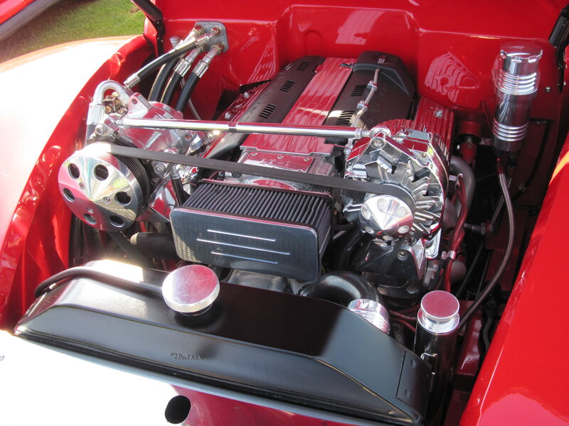 Car Engine Bay — Red, Mechanical, Afternoon, Photograph